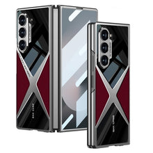 Samsung Galaxy Z Fold 6 Gkk Original X Pattern Leather & Glass Back Cover with Front Glass