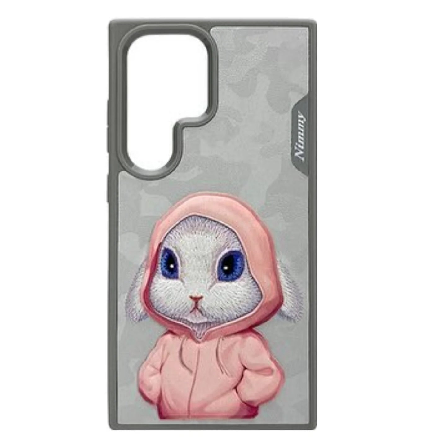 Samsung Galaxy S24 Ultra Nimmy Embroidery Leather Back Cover Case - Rabbit