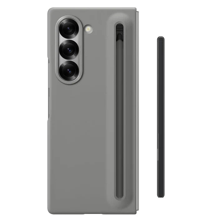 Samsung Galaxy Z Fold6 Slim Skin Feel S Pen Case with Front Glass Protection & Stylus - Gray
