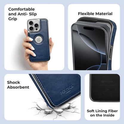 iPhone 13 Pro Luxurious Chrome Leather Case - Blue