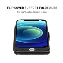 iPhone 13 Pro Leather Flip Cover with Card Slot & Kickstand Function – Black