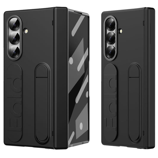 Samsung Galaxy Z Fold7 Skin Feel Case with Silicon Band, Stand & HInge Protection - Black