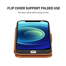 iPhone 13 Pro Leather Flip Cover with Card Slot & Kickstand Function – Brown