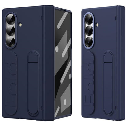 Samsung Galaxy Z Fold7 Skin Feel Case with Silicon Band, Stand & HInge Protection - Blue