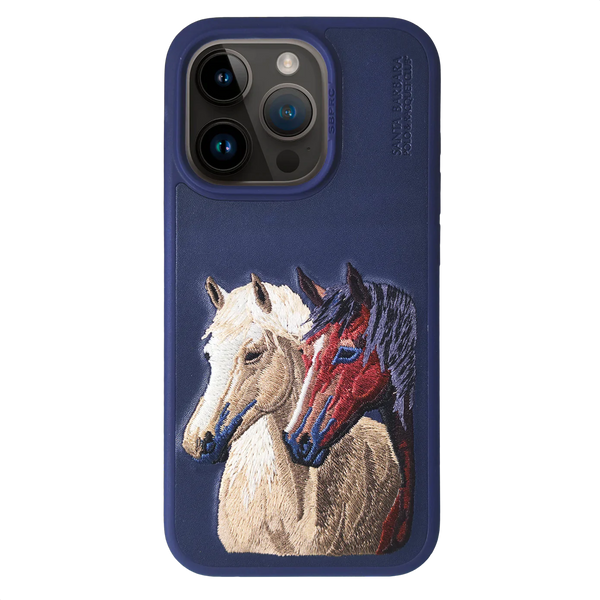 Santa Barbara Isidor Series Genuine Leather Case for iPhone 15 Pro Max - Blue