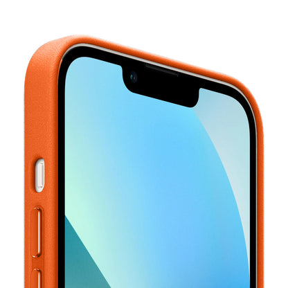 iPhone 14 Leather Back Cover Case with MagSafe – Orange