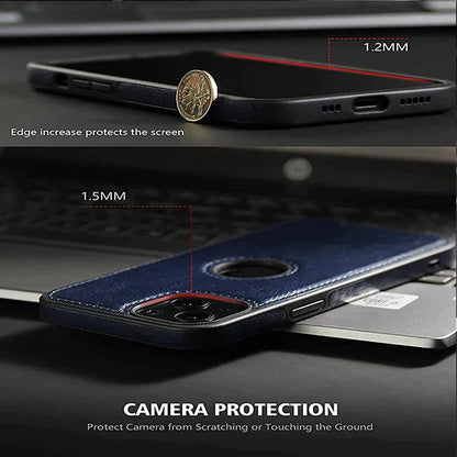 iPhone 13 Pro Original PU Leather Case Classic Luxury Elegant with Logo Cut - Blue