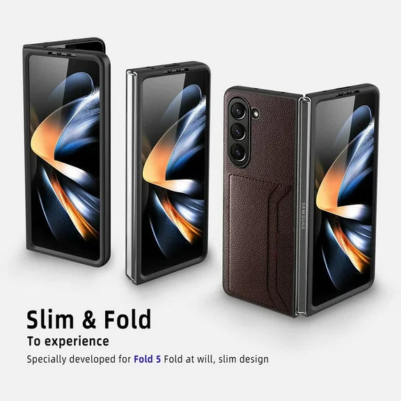 Samsung Galaxy Z Fold 5 HDB Card Holder Leather Case - Purple