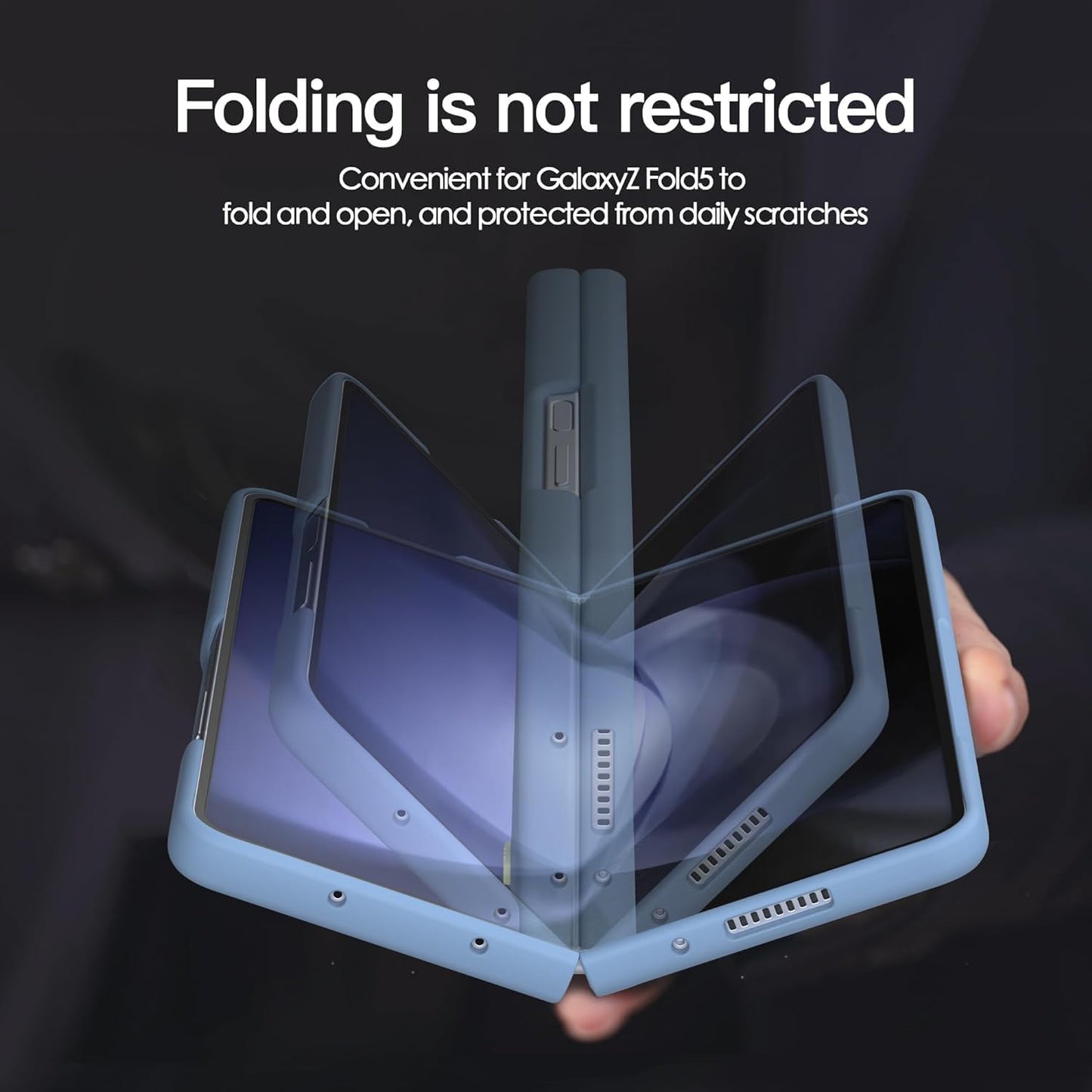 Samsung Galaxy Z Fold 5 Skin Feel Slim Matte Case with Stylus - Blue