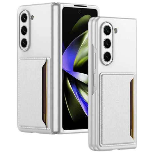 Samsung Galaxy Z Fold 5 PU Leather Card Holder Case-White