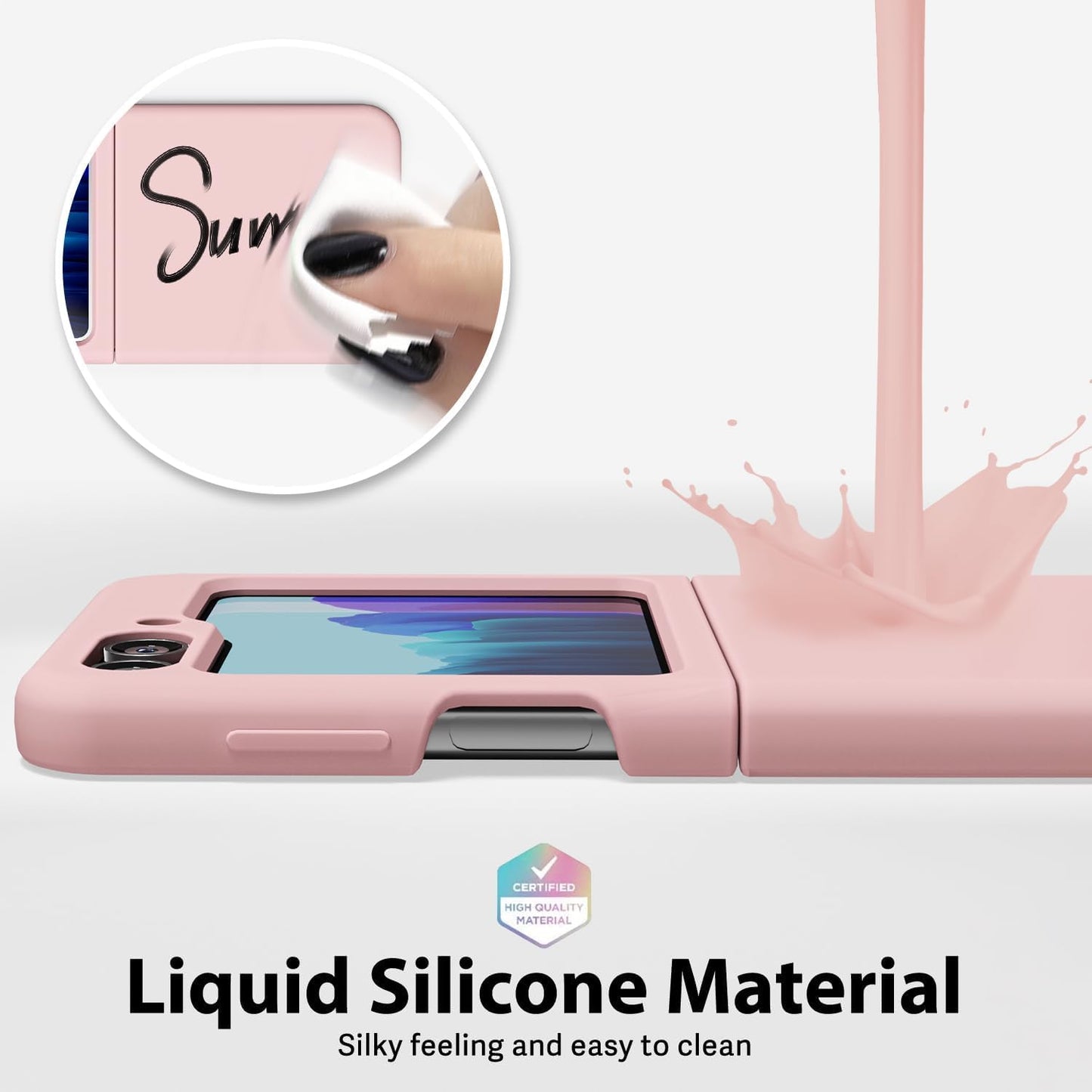 Samsung Galaxy Z Flip 4 Silicon Case Liquid Silicon Inner Fabric with Logo-Pink