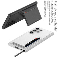 Ultra Hybrid Premium Leather Card Holder Kickstand Case for Samsung Galaxy S24 Ultra Back Case-Black