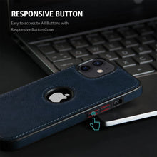 iPhone 12 Original PU Leather Case Classic Luxury Elegant with Logo Cut-Blue