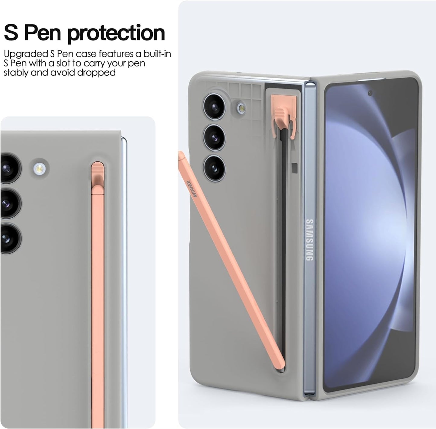 Samsung Galaxy Z Fold 5 Skin Feel Slim Matte Case with Stylus - Sand
