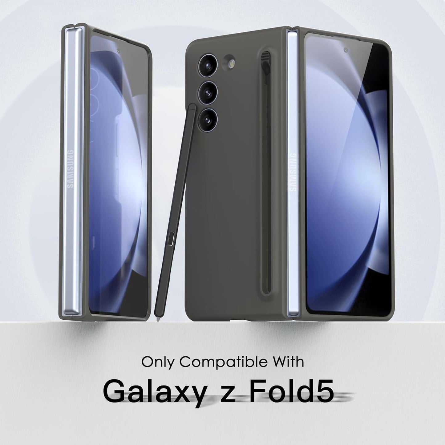 Samsung Galaxy Fold 5 Slim Matte Case with S-Pen Case - Grey