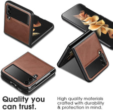 Samsung Galaxy Z Flip 4 Plain Leather Case-Brown