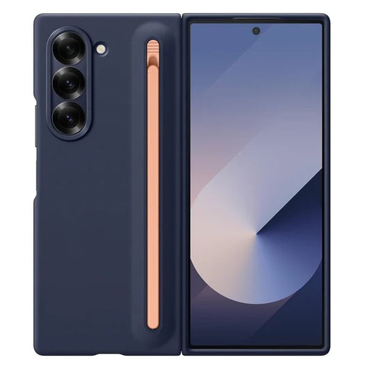 Samsung Galaxy Z Fold6 Slim Skin Feel S Pen Case with Front Glass Protection & Stylus - Blue