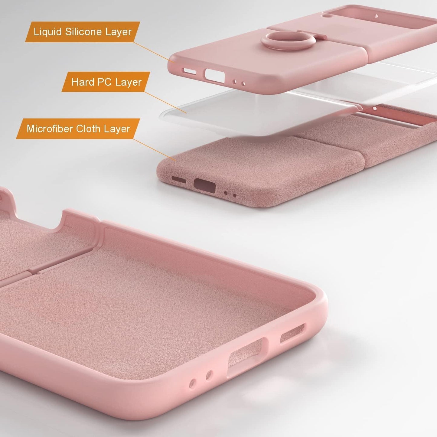 Samsung Galaxy Z Flip 4 Silicon Case Liquid Silicon Inner Fabric with Logo-Pink