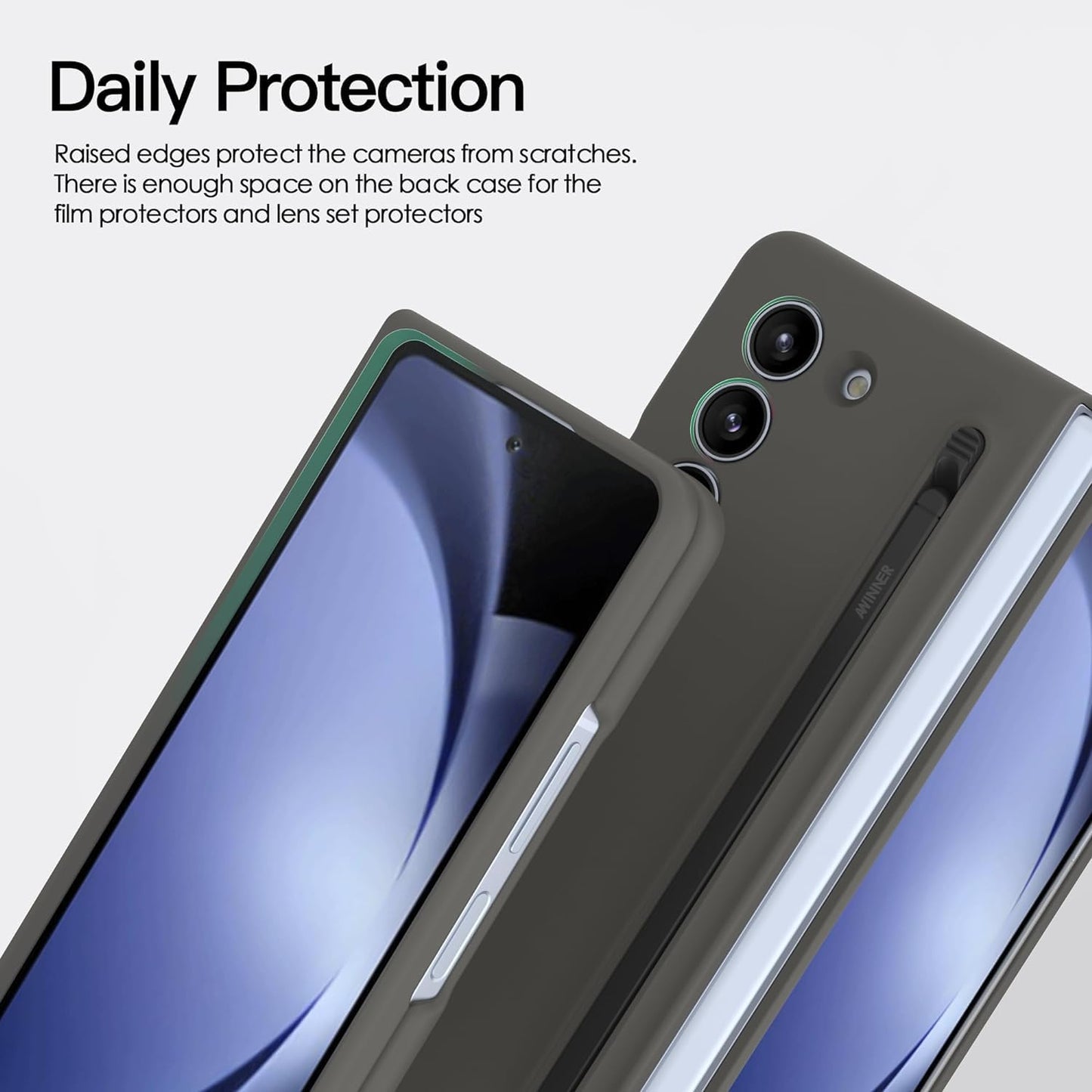 Samsung Galaxy Fold 5 Slim Matte Case with S-Pen Case - Grey