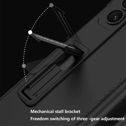 Samsung Galaxy Z Fold 5 Anti-Drop Protective Case With Front Glass & Pen Holder-Silver