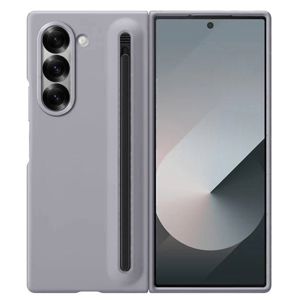 Samsung Galaxy Z Fold6 Slim Skin Feel S Pen Case with Front Glass Protection & Stylus - Gray