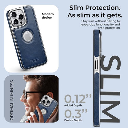 iPhone 13 Pro Luxurious Chrome Leather Case - Blue