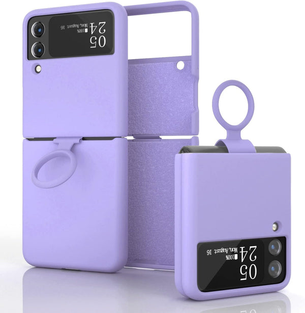 Samsung Galaxy Z Flip 4 Silicon Case Liquid Silicon Inner Fabric with Logo-Purple