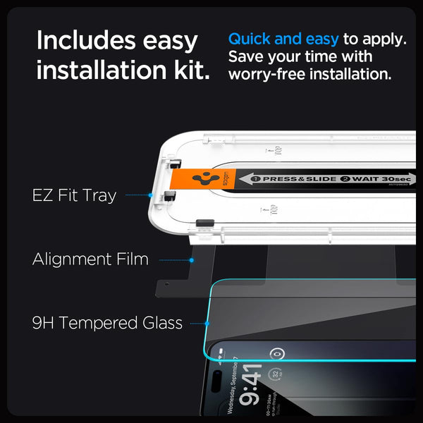 Easy Fit Tempered Clear Glass Screen Protector For iPhone 15 - Pack of 2