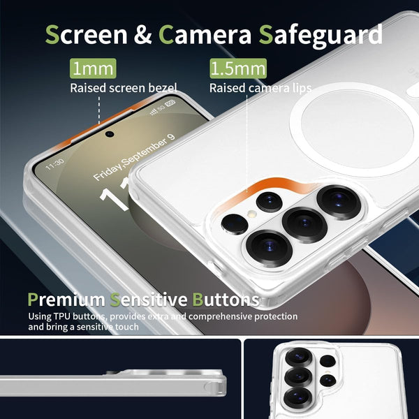 Samsung Galaxy S26 Ultra KUVETE Clear Case [MagSafe Compatible] Anti-Yellowing Back Military Grade 10FT Drop Protection
