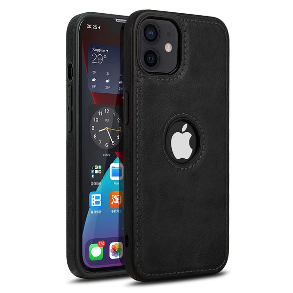 iPhone 12 Original PU Leather Case Classic Luxury Elegant with Logo Cut