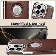 iPhone 13 Pro Luxurious Chrome Leather Case - Brown