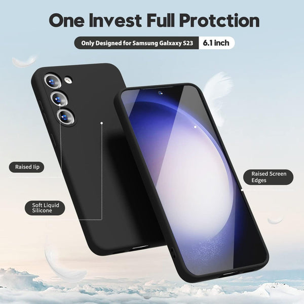Samsung Galaxy S22 Liquid Silicon Case With Logo-Black