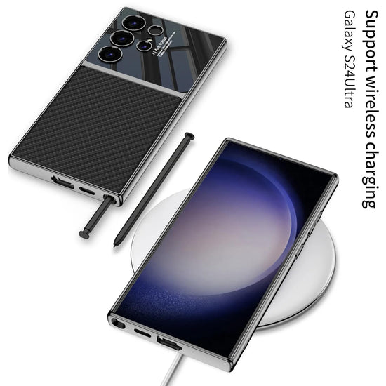 Samsung S24 Ultra Gkk Half Synthetic Leather Electroplating Camera Shing Case