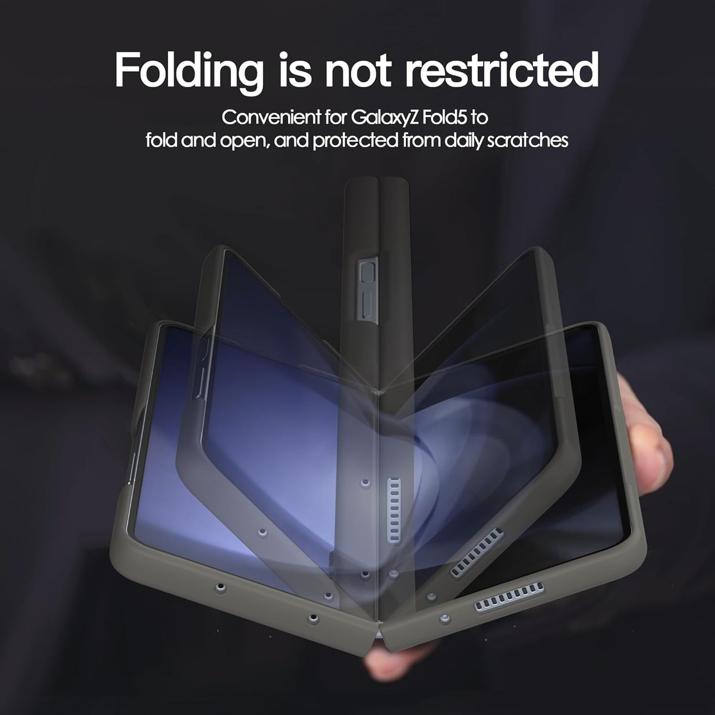 Samsung Galaxy Fold 5 Slim Matte Case with S-Pen Case - Grey