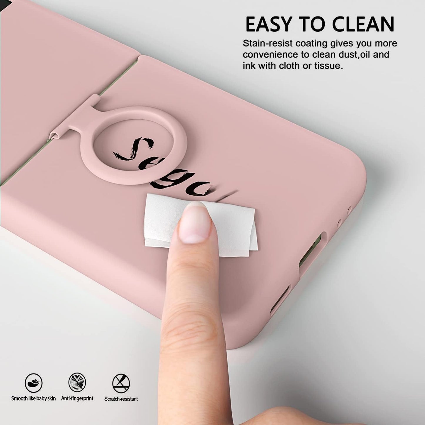 Samsung Galaxy Z Flip 4 Silicon Case Liquid Silicon Inner Fabric with Logo-Pink