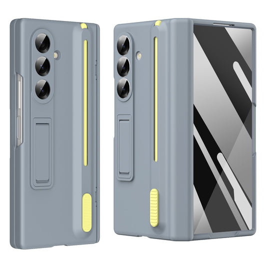 Samsung Galaxy Z Fold7 S Pen Slider Case with Stand & Glass Protection - Gray