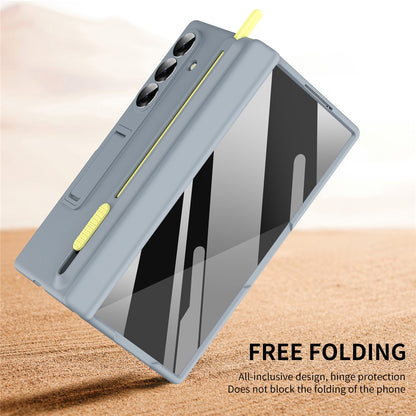 Samsung Galaxy Z Fold7 S Pen Slider Case with Stand & Glass Protection - Gray