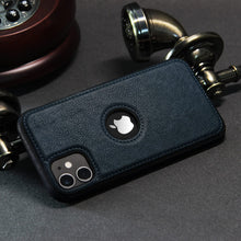 iPhone 12 Original PU Leather Case Classic Luxury Elegant with Logo Cut-Blue