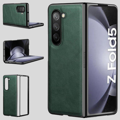 Samsung Galaxy Z Fold 5 Plain Leather Case - Green