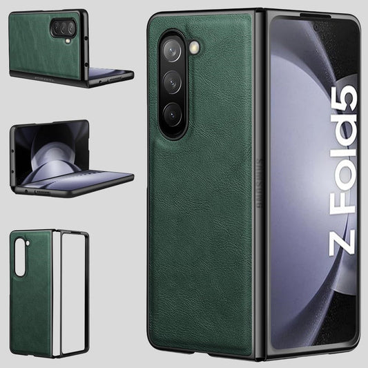 Samsung Galaxy Z Fold 5 Plain Leather Case - Green