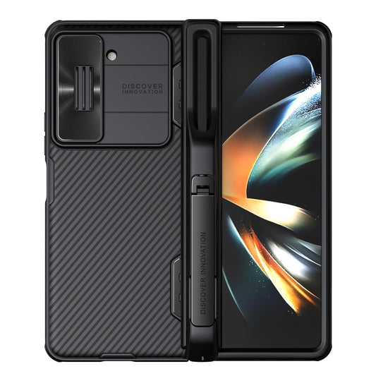 Samsung Galaxy Z Fold 5 Camshield Camera Protective Case Cover With Stand - Black