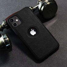 iPhone 12 Original PU Leather Case Classic Luxury Elegant with Logo Cut-Black