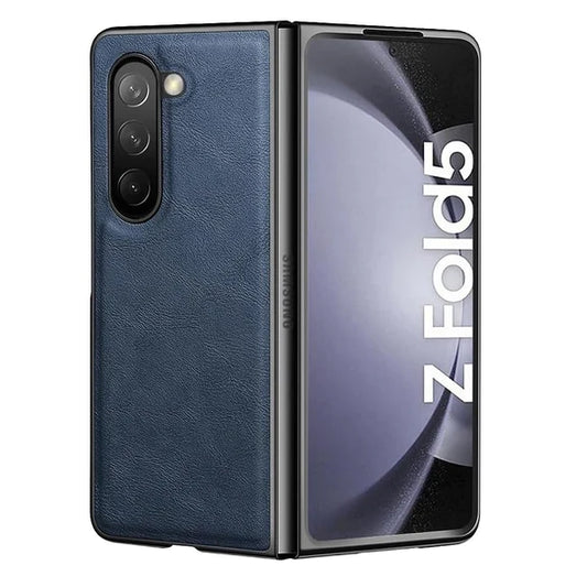 Samsung Galaxy Z Fold 5 Plain Leather Case Blue