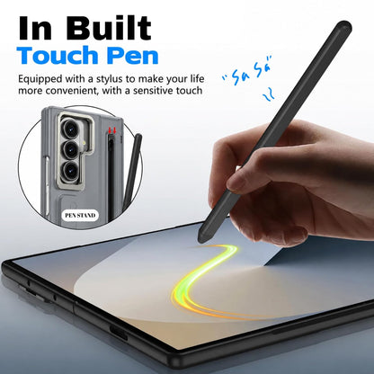 Samsung Z Fold8 Ultra Skin Feel S-Pen Case with Metal Kickstand & Hinge Protection- Gray