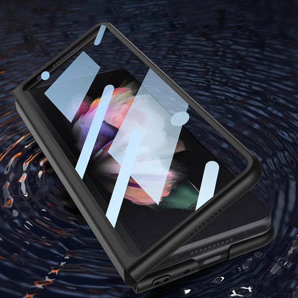 Samsung Galaxy Z Fold 6 Matte Skin Feel Band & Stand Case with Inbuilt Tempered Glass - Black