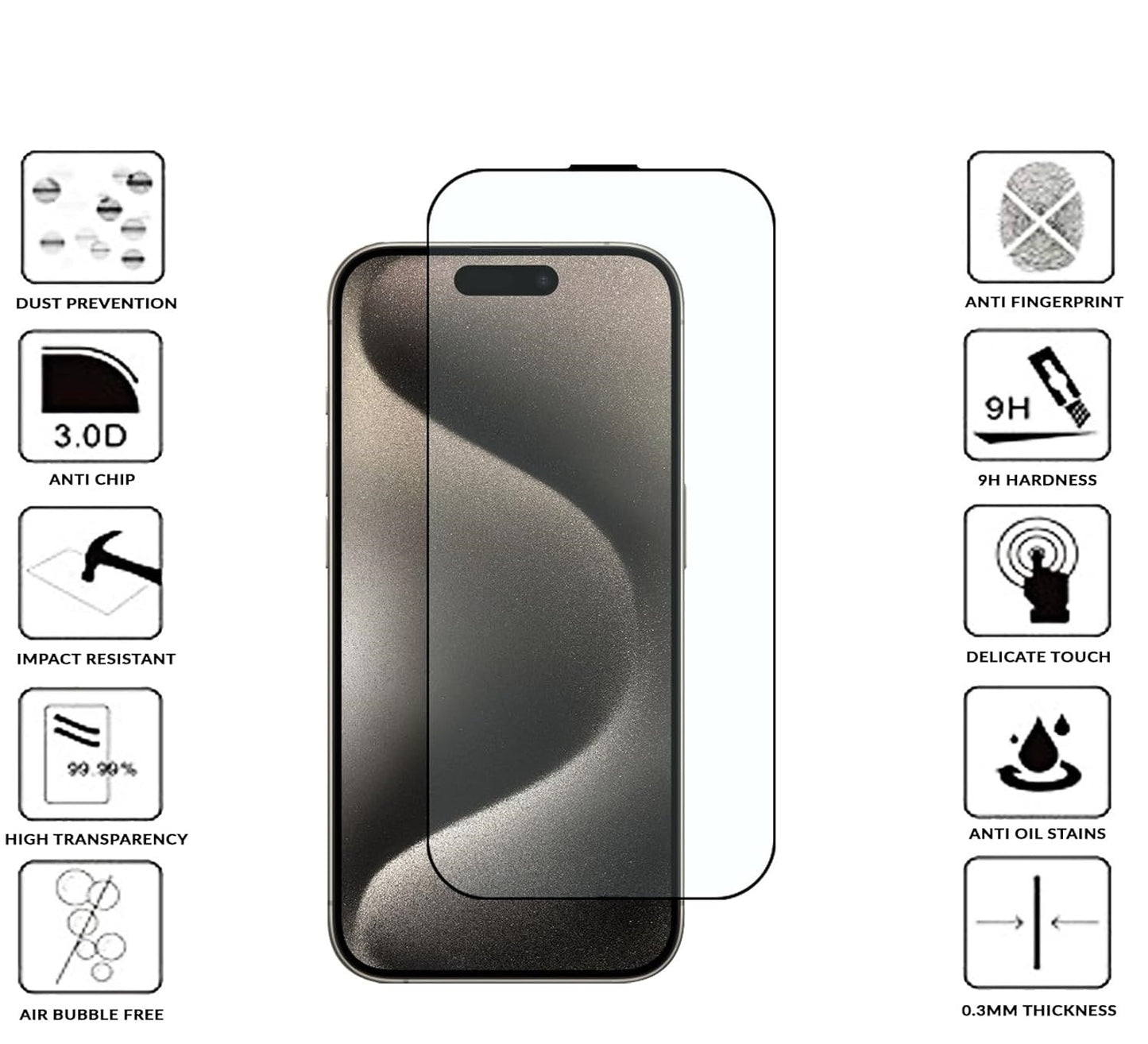 HD Tempered Glass for iPhone 15 Pro Max