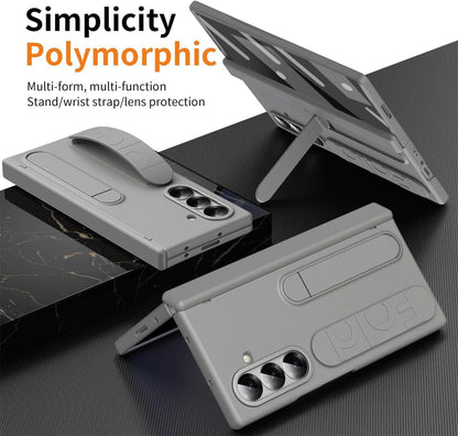Samsung Galaxy Z Fold7 Skin Feel Case with Silicon Band, Stand & HInge Protection - Gray
