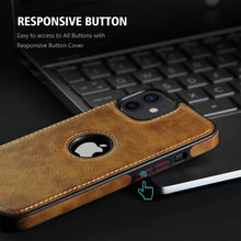 iPhone 12 Original PU Leather Case Classic Luxury Elegant with Logo Cut-Brown