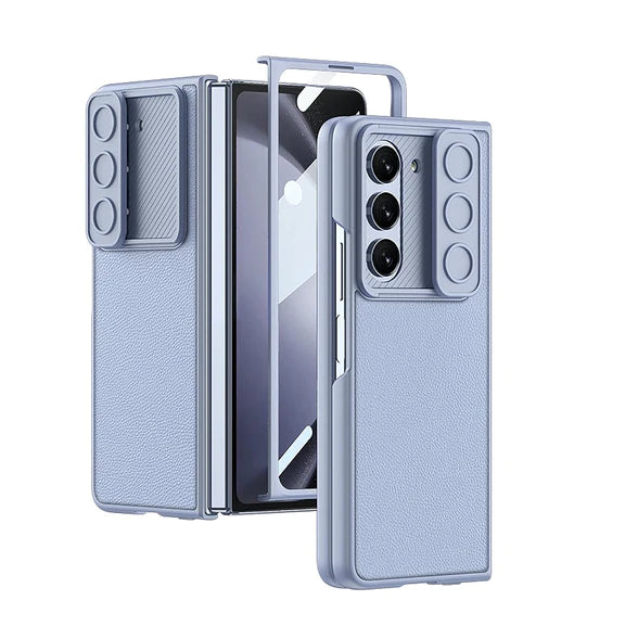 Samsung Galaxy Z Fold 5 P.U Leather with Camera Shutter Case-Blue