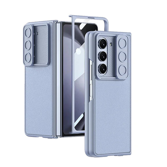 Samsung Galaxy Z Fold 5 P.U Leather with Camera Shutter Case-Blue